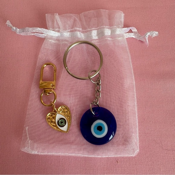 Blue & Gold Evil Eye Keychains Set of 2 - Picture 1 of 1